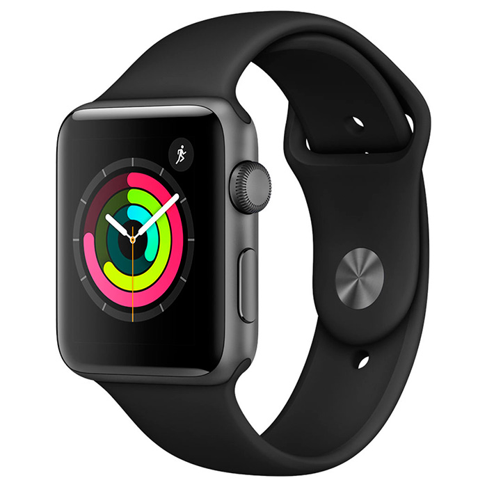 Смарт-годинник APPLE Watch Series 3 42mm Space Gray Aluminum Case with Black Sport Band (MTF32FS/A)