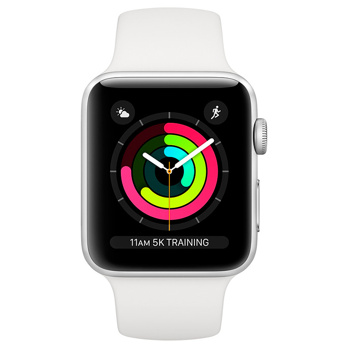 Смарт-годинник APPLE Watch Series 3 38mm Silver Aluminum Case with White Sport Band (MTEY2FS/A)