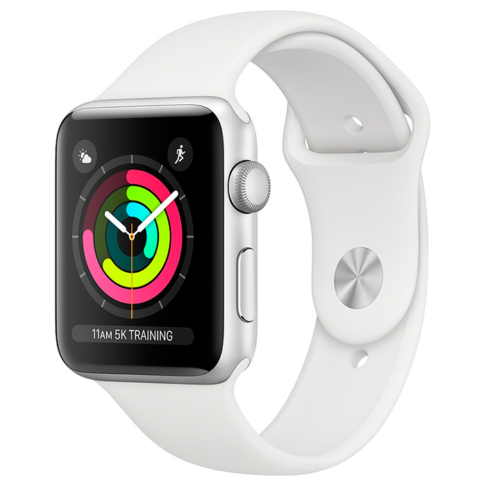 Смарт-часы APPLE Watch Series 3 42mm Silver Aluminum Case with White Sport Band (MTF22FS/A)