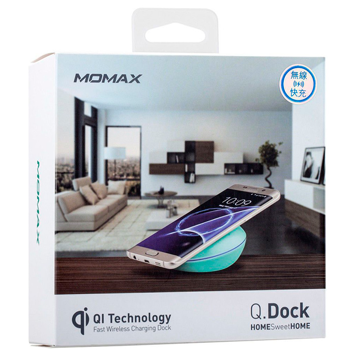 Беспроводное зарядное устройство MOMAX Q.Dock Wireless Charger Light Blue (UD2B)