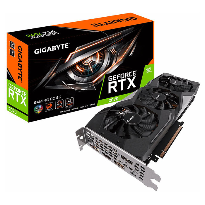 Видеокарта GIGABYTE GeForce RTX 2070 8GB GDDR6 256-bit Gaming OC (GV-N2070GAMING OC-8GC)