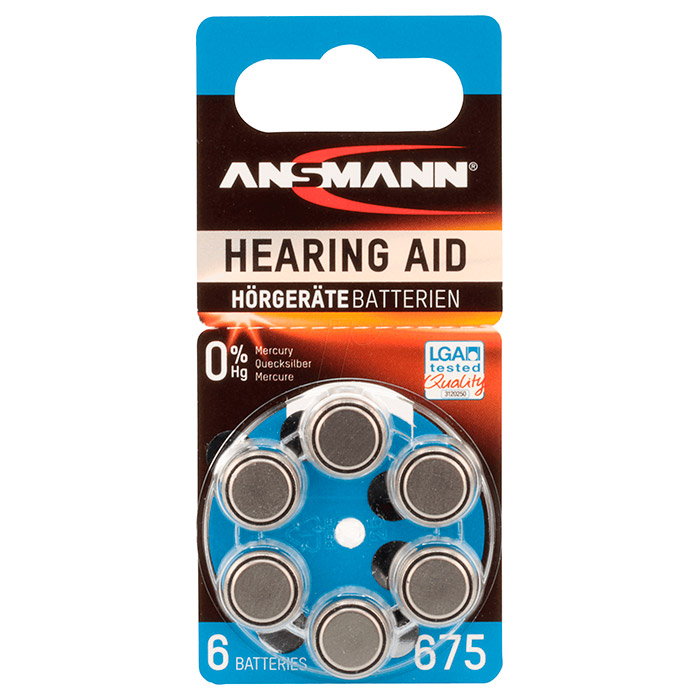 Батарейка для слуховых аппаратов ANSMANN 675 6шт/уп (5013253)