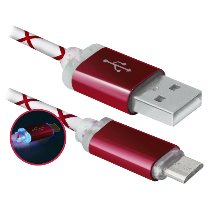 Кабель DEFENDER USB08-03LT USB2.0 AM/Micro-BM Red 1м (87556)