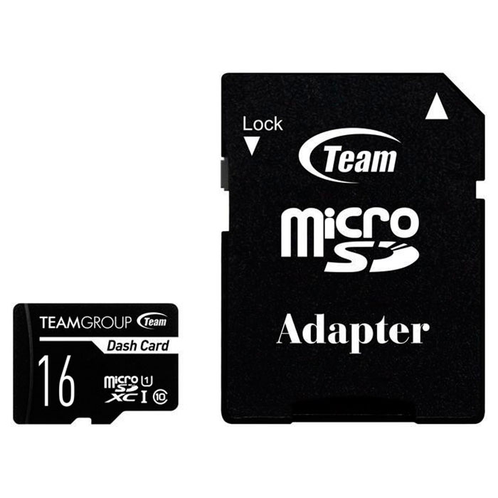 Карта памяти TEAM microSDHC Dash Card 16GB UHS-I Class 10 + SD-adapter (TDUSDH16GUHS03)