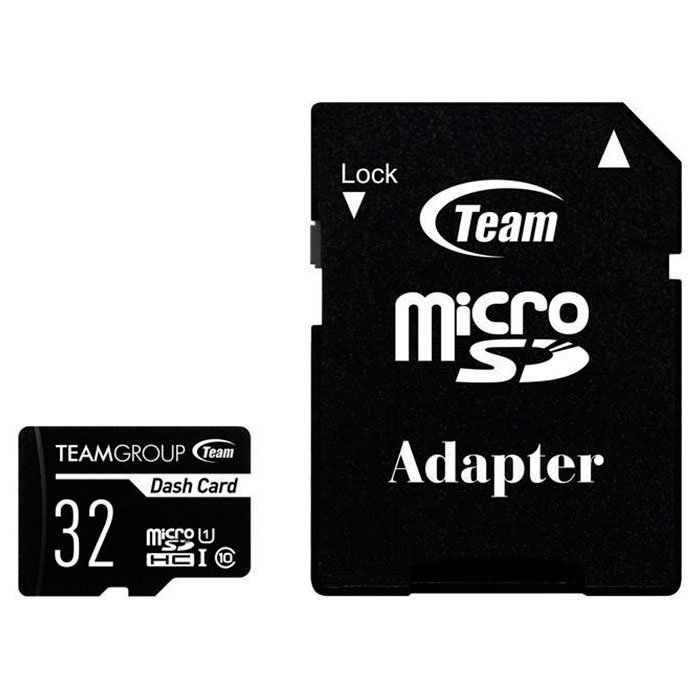 Карта памяти TEAM microSDHC Dash Card 32GB UHS-I Class 10 + SD-adapter (TDUSDH32GUHS03)
