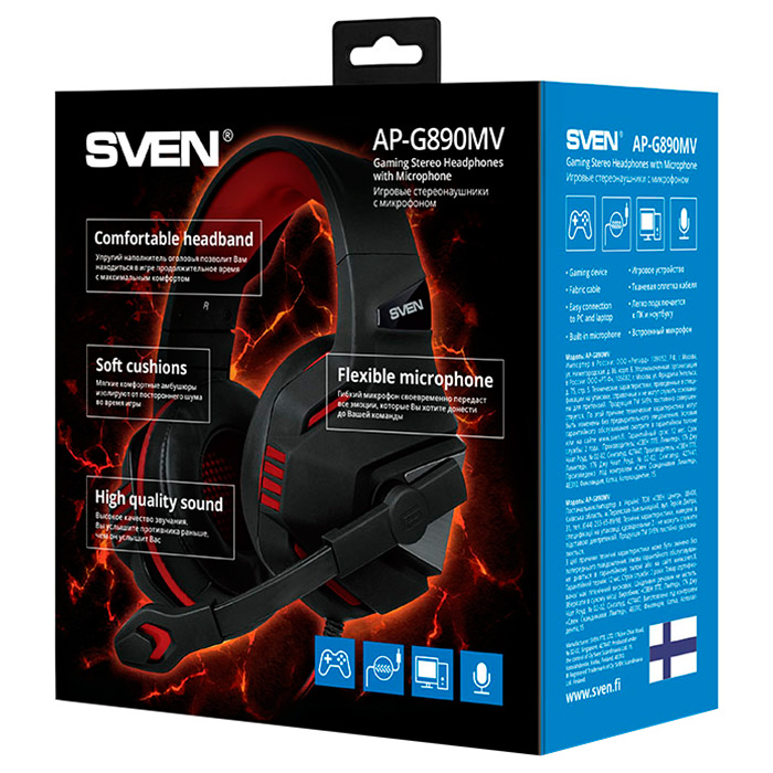 Навушники геймерскі SVEN AP-G890MV Black/Red (00850222)