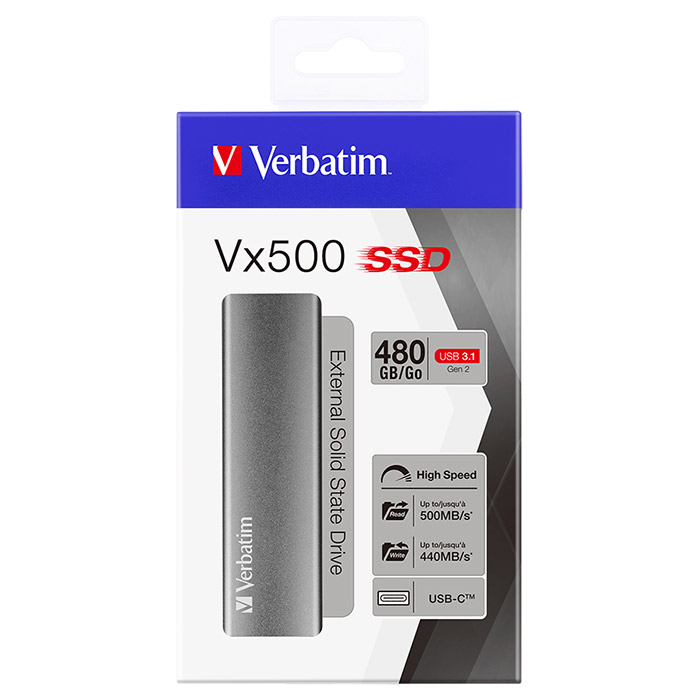 Портативный SSD диск VERBATIM Vx500 480GB USB3.1 (47443)