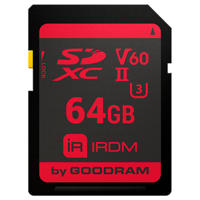 Карта памяти GOODRAM SDXC IRDM S6B0 64GB UHS-II U3 V60 (IR-S6B0-0640R11)
