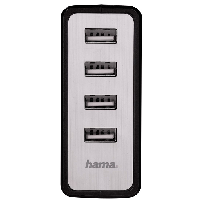 Зарядное устройство HAMA Auto-Detect 4-Port USB Charging Adapter Black (00054182)