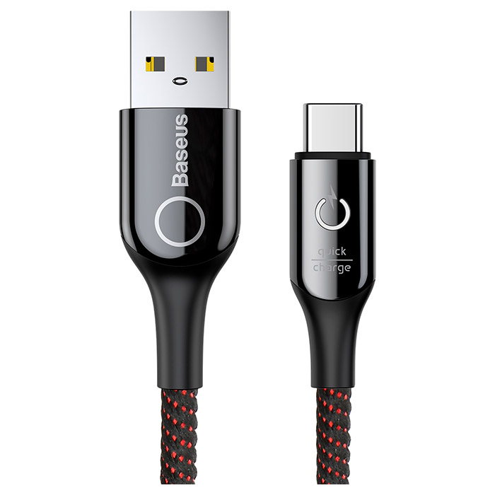 Кабель BASEUS C-shaped Light Intelligent Power-Off Cable for Type-C 1м Black (CATCD-01)