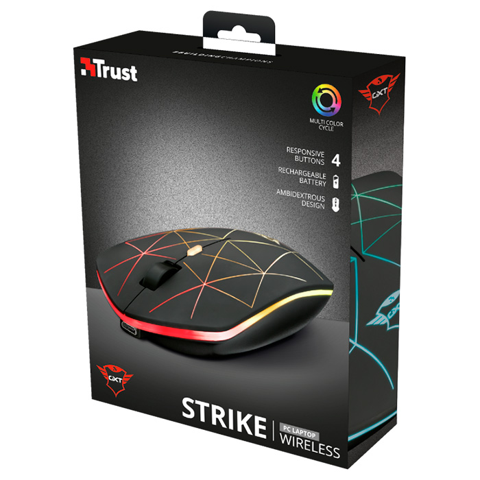Миша ігрова TRUST Gaming GXT 117 Strike Wireless Black (22625)