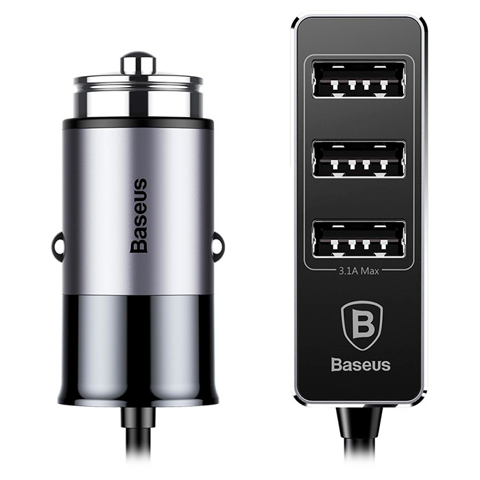 Автомобільний зарядний пристрій BASEUS Enjoy Together 4-in1 5.5A Dark Gray (CCTON-0G)