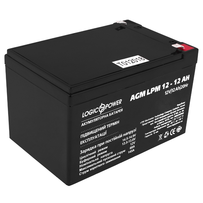 Акумуляторна батарея LOGICPOWER LPM 12 - 12 AH (12В, 12Агод) (LP6550)