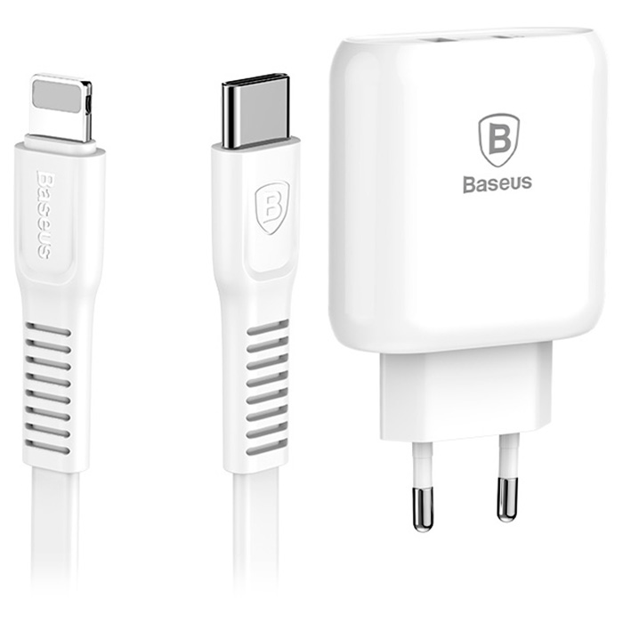 Зарядний пристрій BASEUS Bojure Series Type-C PD + USB 32W w/Type-C - Lightning Cable White (TZTUN-BJ02)