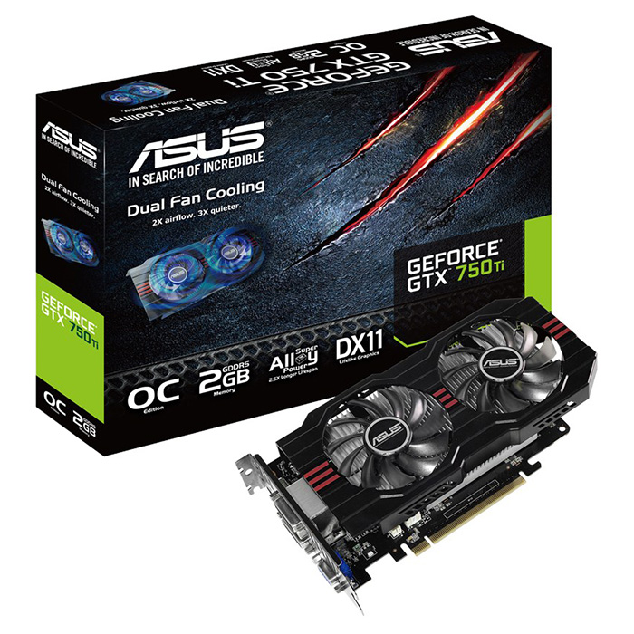 Відеокарта ASUS GeForce GTX 750 Ti 2GB GDDR5 128-bit OC (GTX750TI-OC-2GD5)