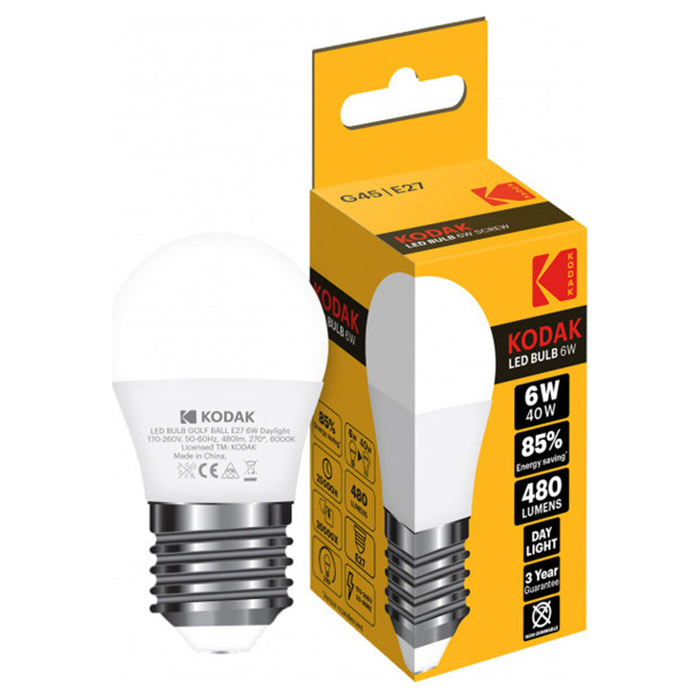 Лампочка LED KODAK G45 E27 6W 6000K 220V (30416253/B)