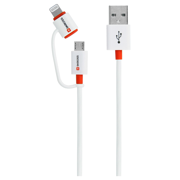 Кабель SKROSS USB 2-in-1 AM/Micro-BM/Apple Lightning 1м White (2.700200-E)