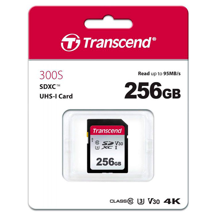 Карта памяти TRANSCEND SDXC 300S 256GB UHS-I U3 V30 Class 10 (TS256GSDC300S)