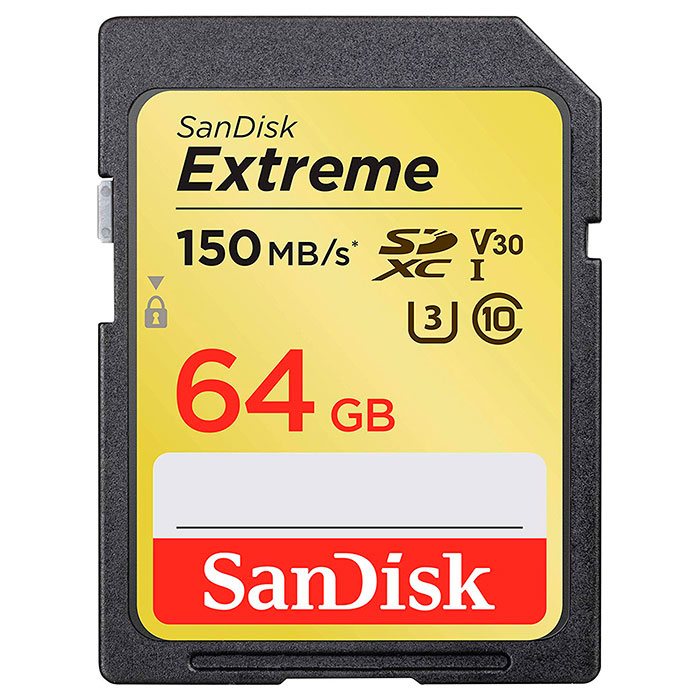 Карта памяти SANDISK SDXC Extreme 64GB UHS-I U3 V30 Class 10 (SDSDXV6-064G-GNCIN)
