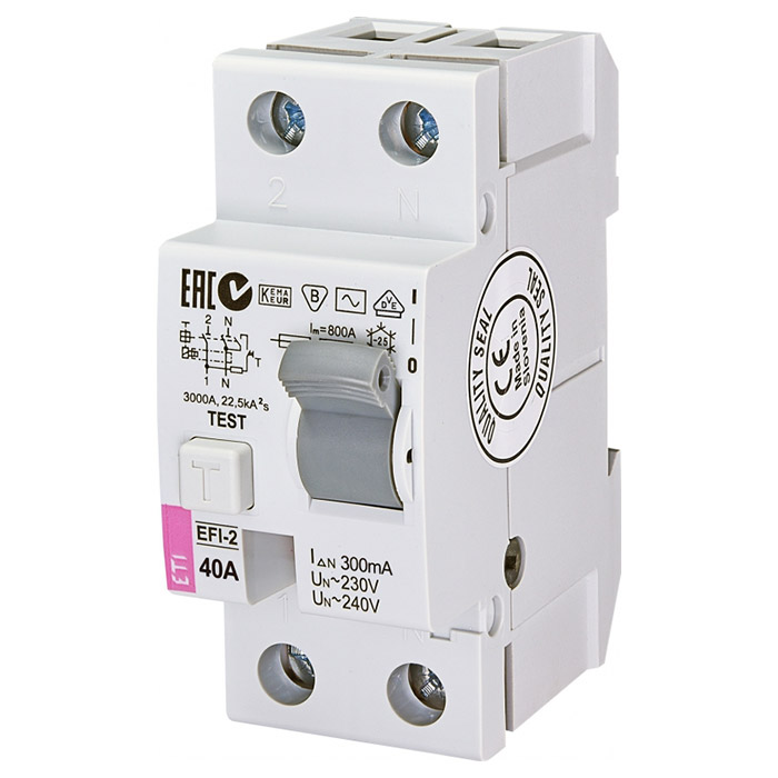 Диференційний автоматичний вимикач ETI EFI-2 2p, 40А, Inst., 10кА (2064123)