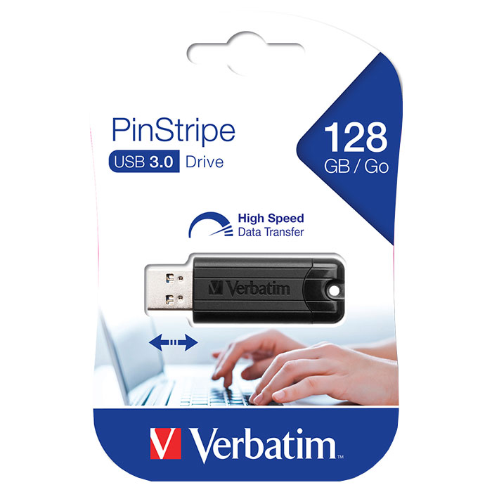 Флешка VERBATIM Store 'n' Go PinStripe 128GB Black (49319)