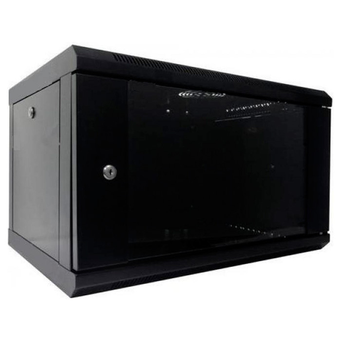 Настінна шафа 19" HYPERNET WMNC66-6U-Flat-Black (6U, 600x600мм, RAL9005)