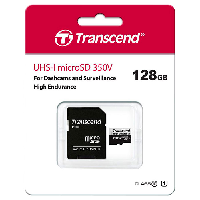 Карта пам'яті TRANSCEND microSDXC High Endurance 350V 128GB UHS-I Class 10 + SD-adapter (TS128GUSD350V)
