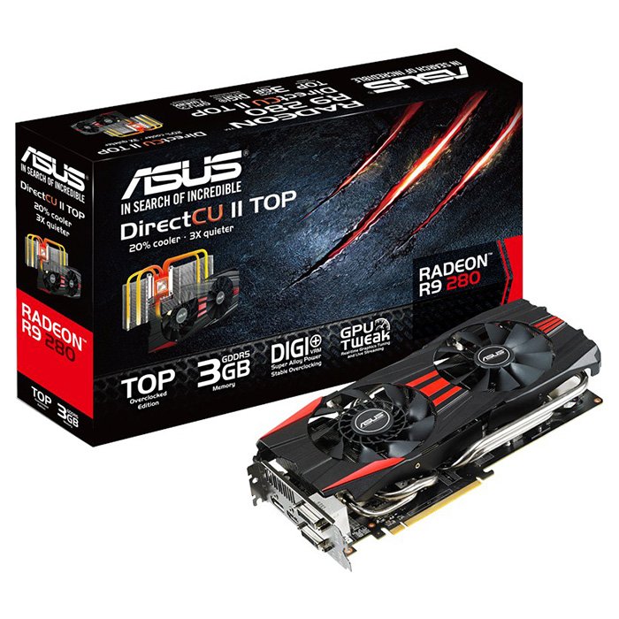 Відеокарта ASUS Radeon R9 280 3GB GDDR5 384-bit (R9280-DC2T-3GD5)