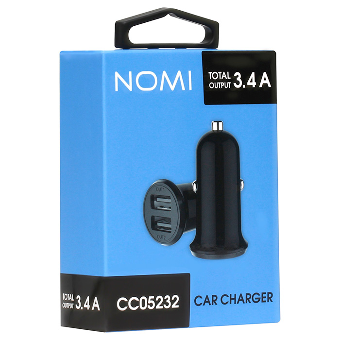 Автомобільний зарядний пристрій NOMI CC05232 2xUSB-A, 3.4A Black (442114)