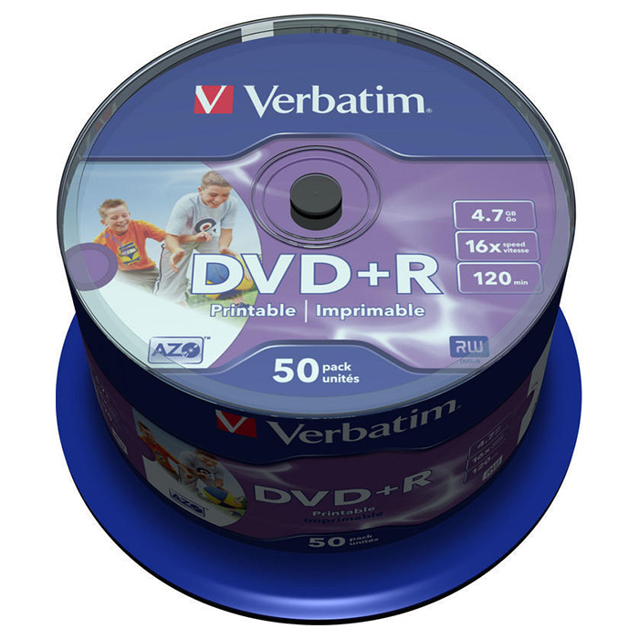 DVD+R VERBATIM AZO Printable 4.7GB 16x 50pcs/spindle (43651)