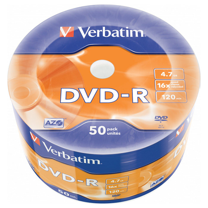 DVD-R VERBATIM AZO Matt Silver 4.7GB 16x 50pcs/wrap (43788)