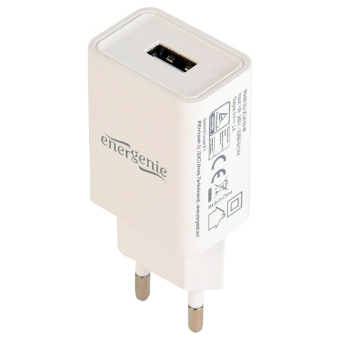 Зарядний пристрій ENERGENIE 1xUSB-A, 2.1A White (EG-UC2A-03-W)