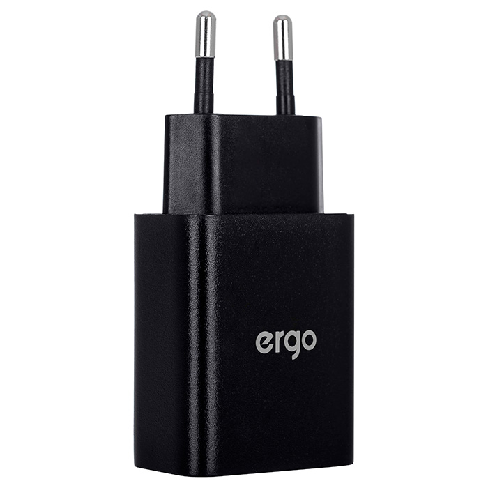 Зарядний пристрій ERGO 1xUSB-A, QC3.0, 18W Black (EWC-130QC)
