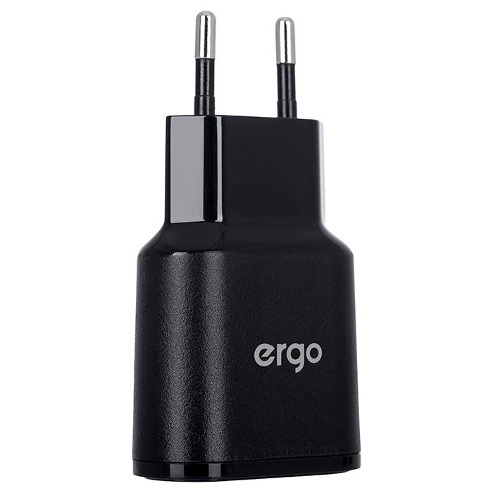 Зарядний пристрій ERGO 2xUSB-A, 2.4A Black (EWC-224)
