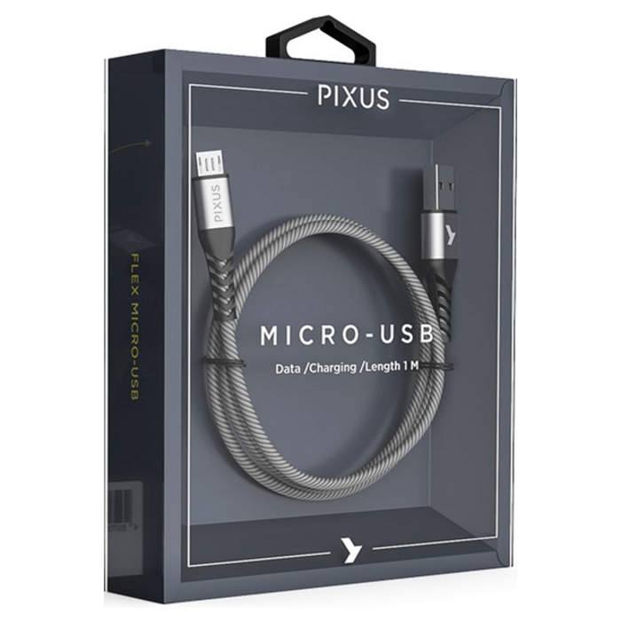 Кабель PIXUS Flex USB-A to Micro-USB 1м Gray