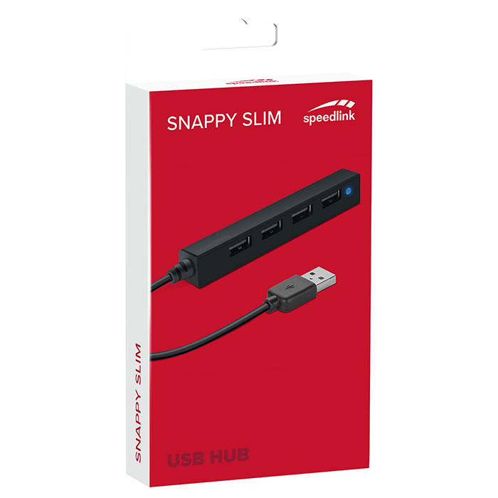 USB хаб SPEEDLINK Snappy Slim USB 2.0 Passive Black (SL-140000-BK)