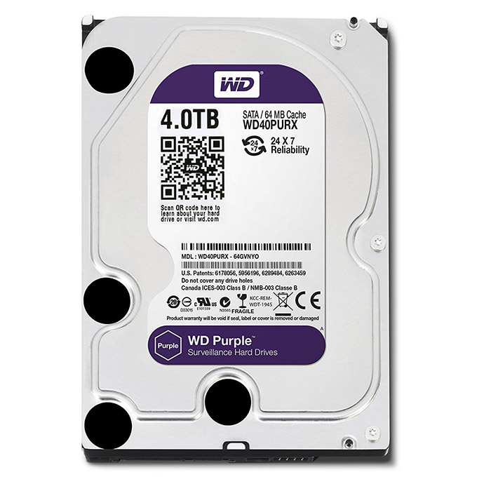 Жёсткий диск 3.5" WD Purple 4TB SATA/64MB/IntelliPower (WD40PURX)