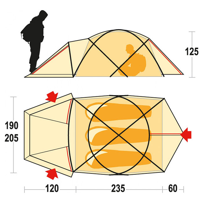 Палатка 3-местная FERRINO Snowbound 3 8000 Orange (99099DAFR)