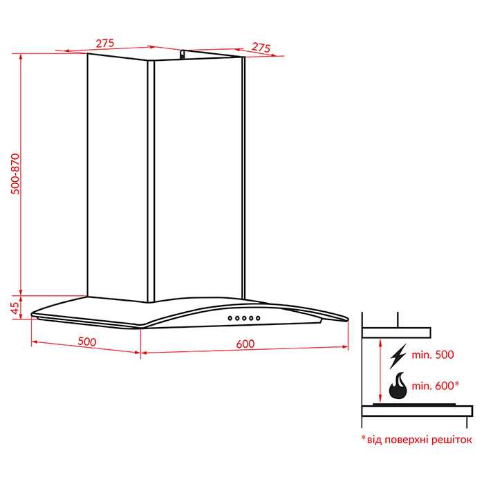 Витяжка WEILOR PGS 6230 SS 1000 LED