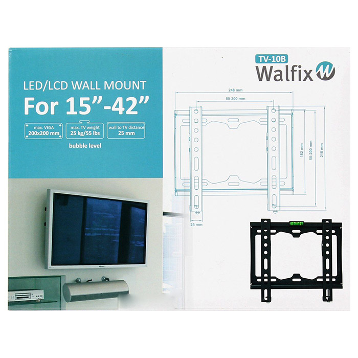 Кріплення настінне для ТВ WALFIX TV-10B 15"-42" Black