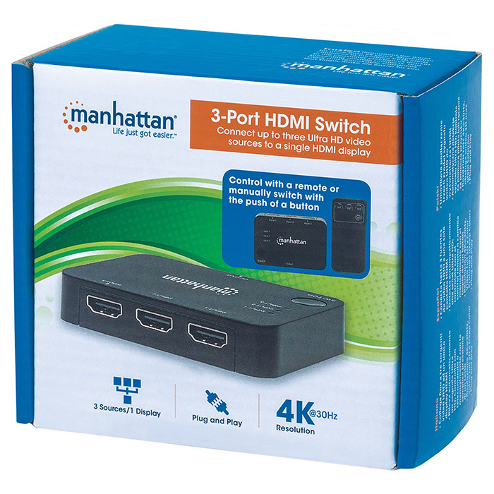 HDMI свитч 3 to 1 MANHATTAN 207522