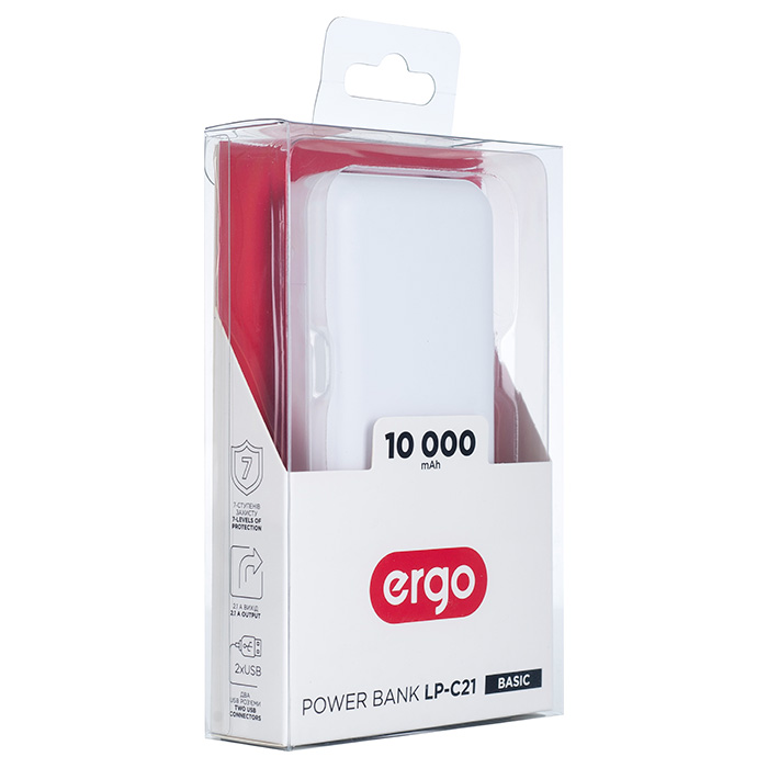 Повербанк ERGO LP-C21 10000mAh White