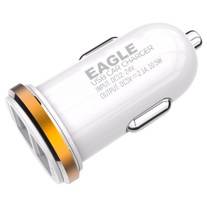 Автомобильное зарядное устройство LDNIO 2xUSB-A, 2.1A, 10.5W White w/Micro-USB cable (DL-C22)