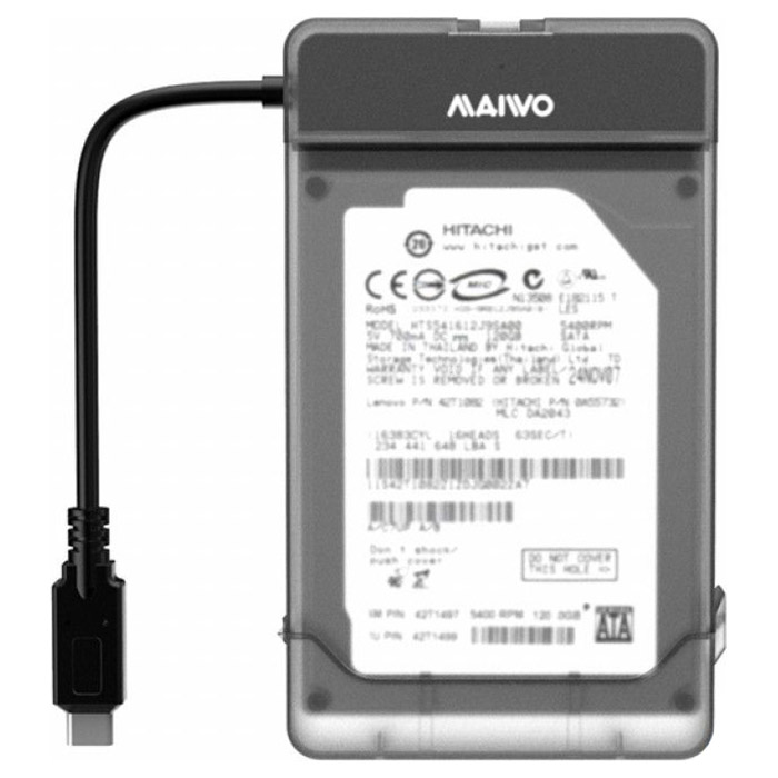 Кишеня зовнішня MAIWO K104G2 2.5" SATA to USB 3.1 Black (K104G2 BLACK)