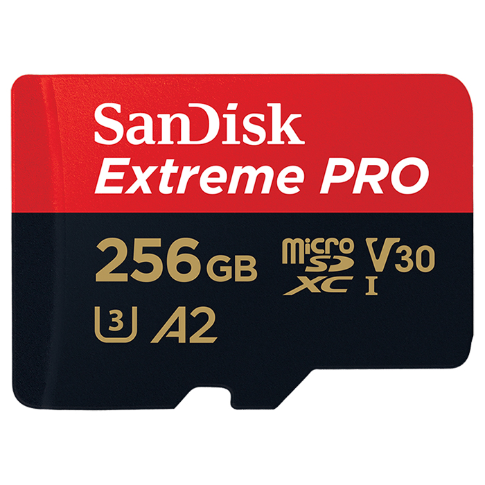 Карта памяти SANDISK microSDXC Extreme Pro 256GB UHS-I U3 V30 A2 Class 10 + SD-adapter (SDSQXCZ-256G-GN6MA)