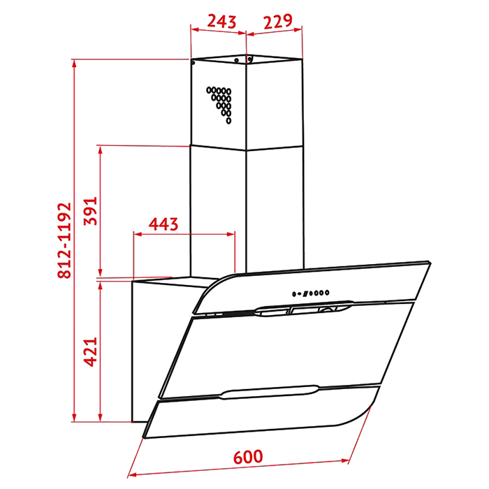 Вытяжка PERFELLI DNS 6793 B 1100 BL LED Strip