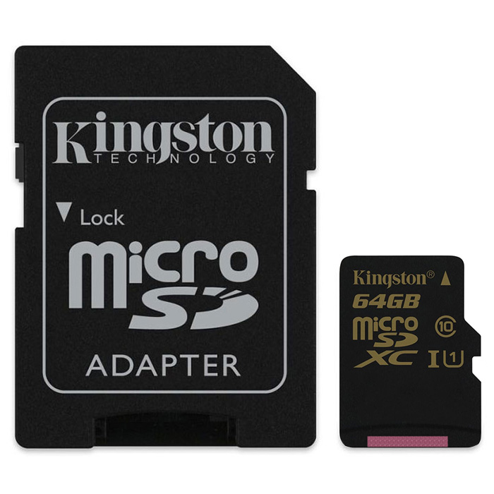 Карта памяти KINGSTON microSDXC 64GB UHS-I Class 10 + SD-adapter (SDCA10/64GB)
