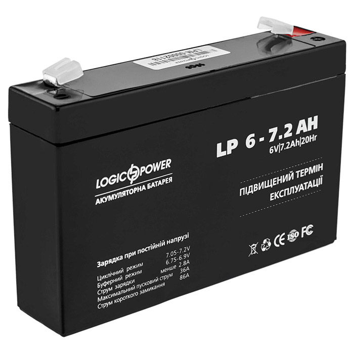 Акумуляторна батарея LOGICPOWER LP 6 - 7.2 AH (6В, 7.2Агод) (LP2571)