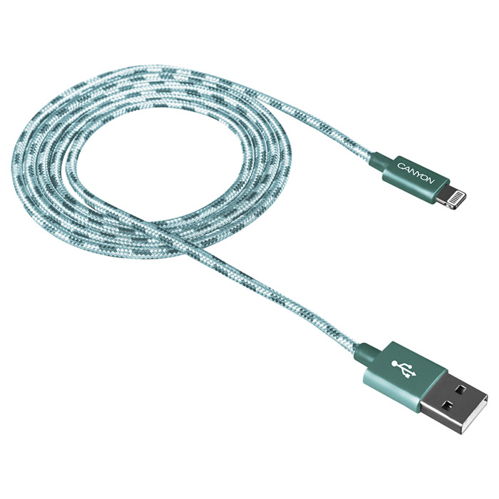 Кабель CANYON Sync & Charge Braided Apple Lightning 1м Green (CNE-CFI3G)