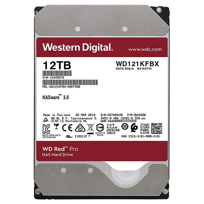 Жёсткий диск 3.5" WD Red Pro 12TB SATA/256MB (WD121KFBX)